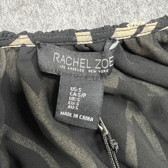 Rachel Zoe Shirt Womens S Beige Floral Balloon Sleeve Chiffon Blouse Top Preppy - Picture 3 of 16